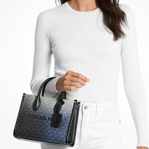 New Michael Kors Mirella Small Ombré Signature Logo Crossbody Bag Black Multi - Picture 5 of 5